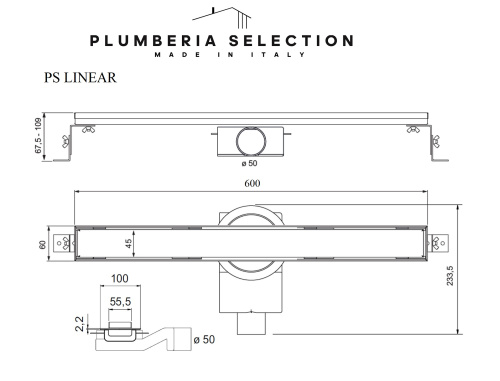 Душевой трап PLUMBERIA SELECTION PSL LINEAR PSL60NO фото 7