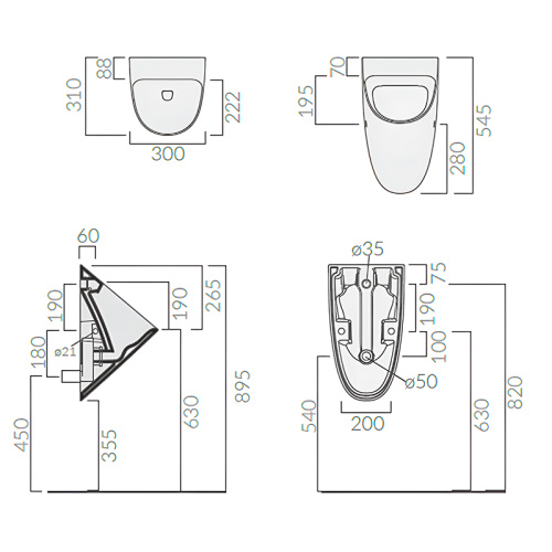 Писсуар подвесной Galassia CORE 7380 фото 2