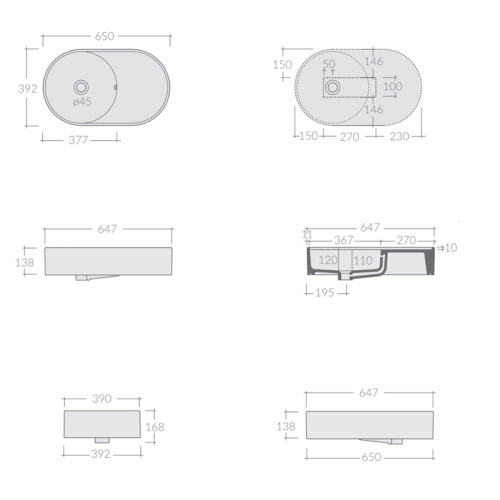 Раковина Galassia T65 7702AP реверсивная фото 2