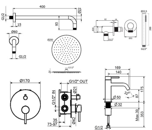 Комплект для душа Plumberia Selection IXO KITXO18OB53 фото 2
