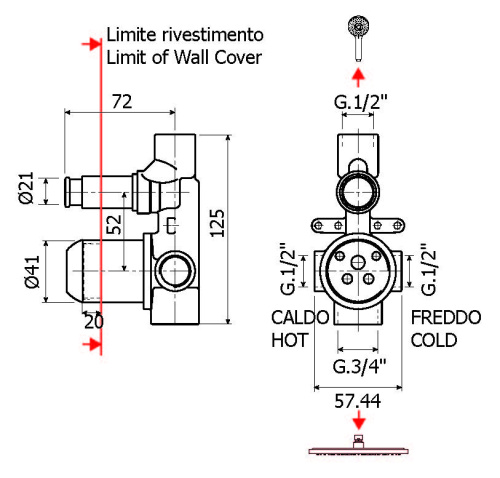 Внутренняя часть смесителя для душа Plumberia Selection INT0036NO фото 2