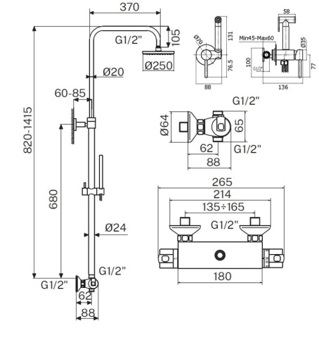 Комплект для душа Plumberia Selection IXO KITZXO6302NO фото 2