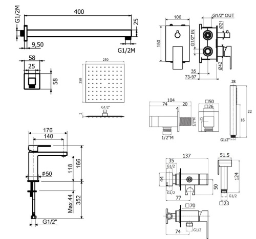 Комплект для душа Plumberia Selection TAG KITZTG18NO53 фото 2