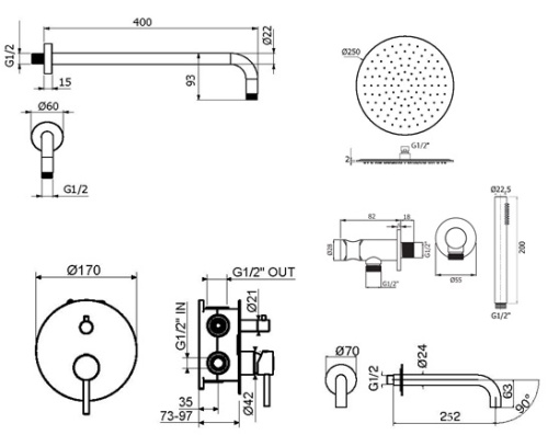 Комплект для ванны Plumberia Selection IXO KITXO19BO260 фото 2