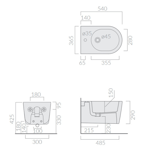 Биде подвесное Galassia CORE 7354GM фото 2
