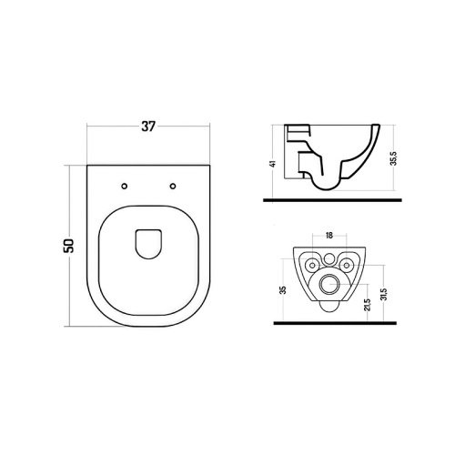 Комплект унитаза с крышкой PLUMBERIA SELECTION KIT XO5000BL Slim фото 2