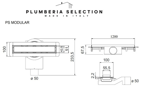 Душевой трап PLUMBERIA SELECTION PSM MODULAR PSM120MT фото 8