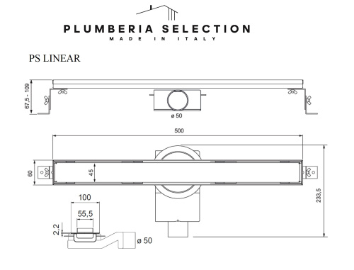 Душевой трап PLUMBERIA SELECTION PSL LINEAR PSL50MT фото 8