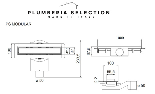 Душевой трап PLUMBERIA SELECTION PSM MODULAR PSM100MT фото 4