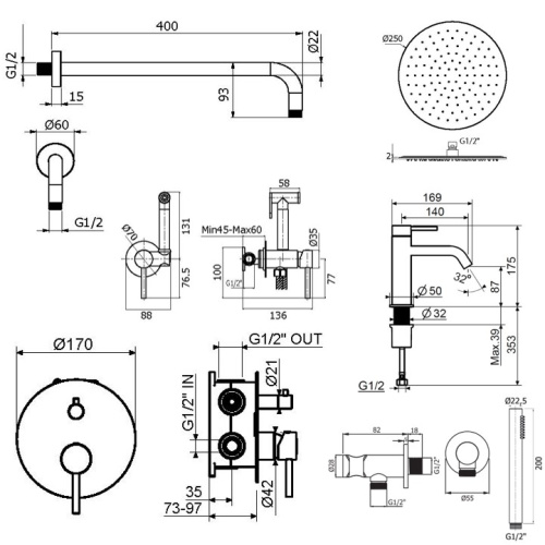 Комплект для душа Plumberia Selection IXO KITZXO18OB53 фото 2