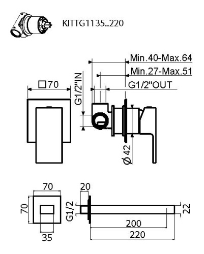 Комплект смесителя для душа Plumberia Selection KITTG1135NO220 фото 2