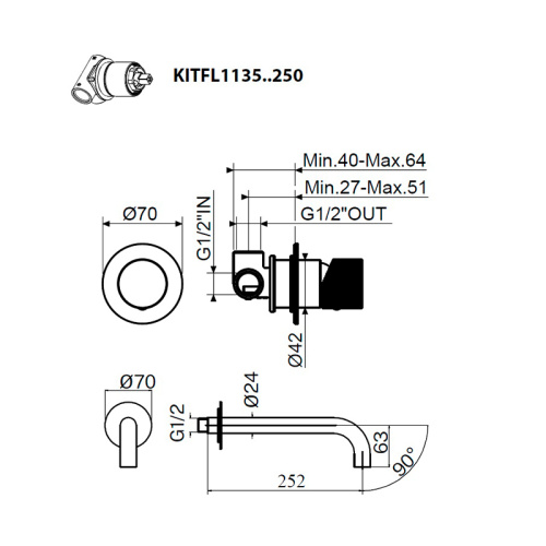 Комплект смесителя для раковины Plumberia Selection FILA KITFL1135OB250 фото 2