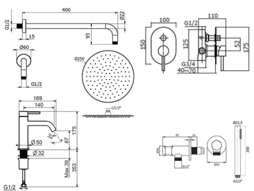 Комплект для душа Plumberia Selection IXO KITXO15BO53 фото 2