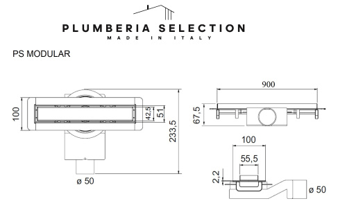 Душевой трап PLUMBERIA SELECTION PSM MODULAR PSM90NO фото 8