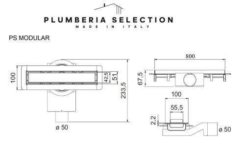Душевой трап PLUMBERIA SELECTION PSM MODULAR PSM80OR фото 8