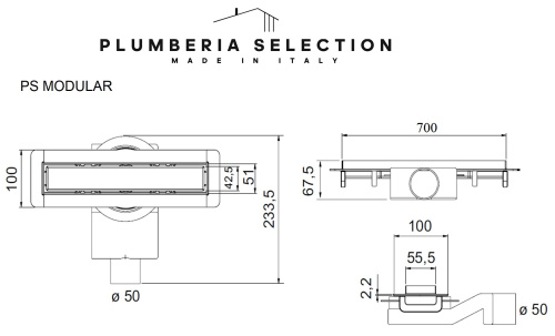 Душевой трап PLUMBERIA SELECTION PSM MODULAR PSM70BO фото 3