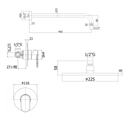 Комплект для душа Paffoni Candy KITCA010RCR фото 6