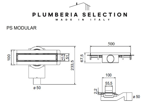 Душевой трап PLUMBERIA SELECTION PSM MODULAR PSM50BR фото 2