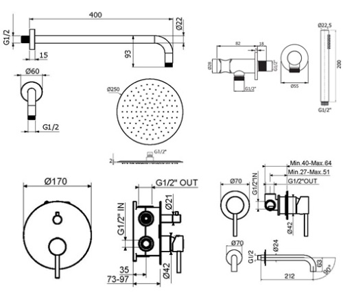 Комплект для душа Plumberia Selection IXO KITXO18OB210 фото 2