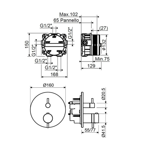 Комплект смесителя для душа с коаксиальным термостатом Plumberia Selection KITPSB1803CS фото 2
