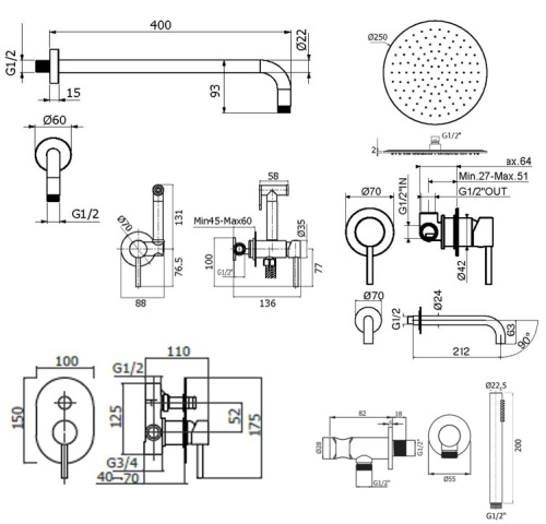 Комплект для душа Plumberia Selection IXO KITZXO15BO210 фото 2