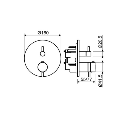 Внешняя часть встраиваемого коаксиального термостатического смесителя для душа Plumberia Selection PSB1803OR фото 2
