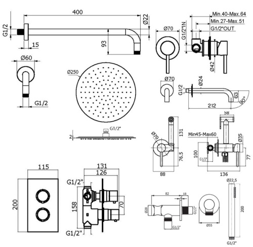 Комплект для душа Plumberia Selection IXO KITZXOT18QCR210 фото 2
