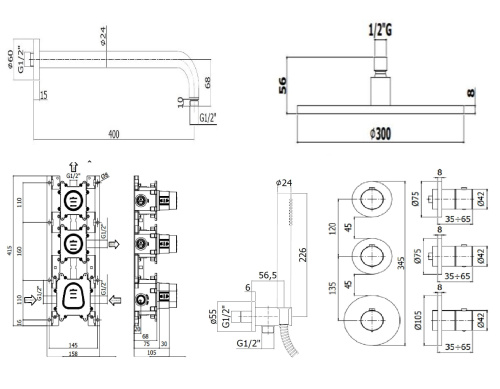 Комплект для душа PAFFONI Modular Box KITMB018CRKING фото 2