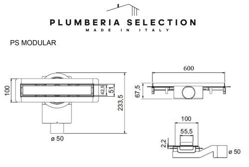 Душевой трап PLUMBERIA SELECTION PSM MODULAR PSM60MT фото 8
